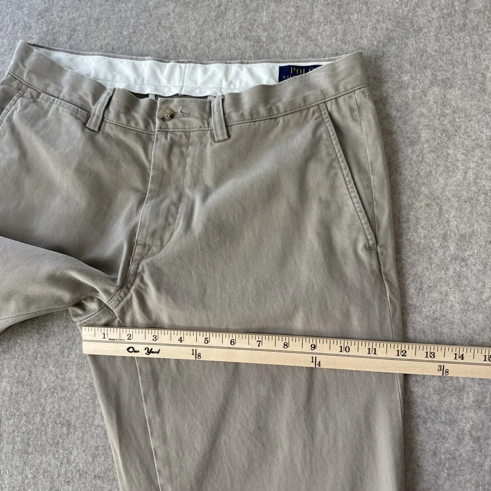 Polo Ralph Lauren Slim Fit Chino Pants Mens Actual 32x32 Khaki Cotton Flat Front